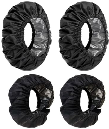 KEMUZ 4 Pezzi Copriruota per Passeggino, Copriruote per Sedie a Rotelle, Tessuto Oxford Coprigambe Antipolvere, Accessori per Passeggino, Coperture di Protezione Ruote, Nero