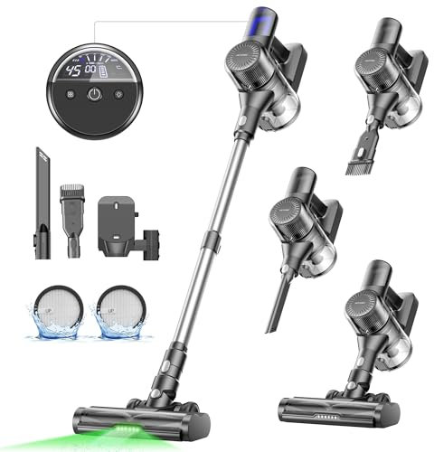 Ultenic U12 Cordless Vacuum Cleaner 45KPa/45 Min, Lightweight Stick Vacuum Cleaner with Anti Hair Wrap, Rechargeable Lithium Battery, Handheld & Upright for Pet Hair, Carpet & Hard Floors