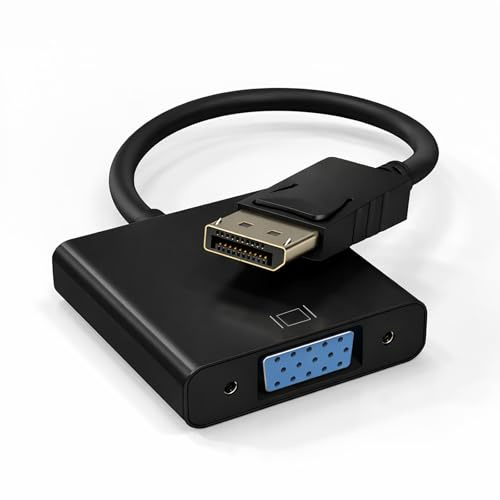 Cyberguys! Adaptador de cable DisplayPort (DP) a VGA – Convertidor 1080P DP macho a VGA hembra para monitor proyector HDTV – Conector de puerto de pantalla chapado en oro, cierre seguro, 1 paquete