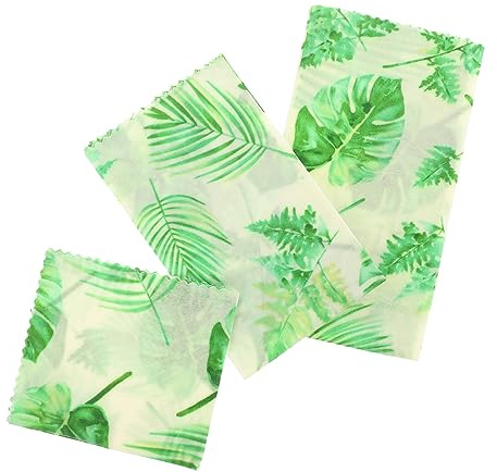 Ciieeo Envoltorios De Cera De Abejas Para Alimentos Reutilizables Resistentes Al Agua Aceite, Tamaño Mediano, Diseño De Hojas De Monstera, Aptos Para Sándwiches y Picnics, Paquete De 3 Unidades