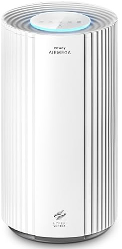 COWAY Air Purifier for Large Rooms, CADR 713 m³/h, Cleans 297 m² in 1 hour, HEPA Filter for Smoke, Allergies, Pet Dander, Odours, PM10 Sensor, Energy Saving Mode, AIRMEGA 350 White