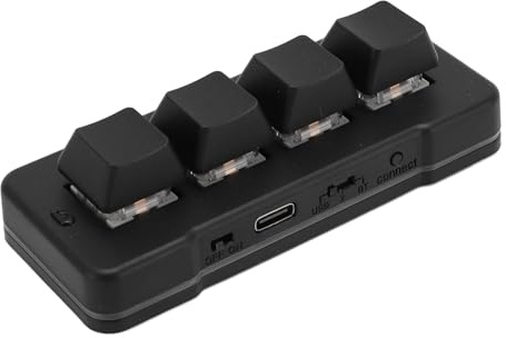 Cryfokt Mini Tastiera da Gioco Meccanica di Programmazione, Tastiera Macro USB a 4 Tasti, Tastiera Meccanica Macro Retroilluminata RGB con Interruttore Blu per PC Gaming Office Work