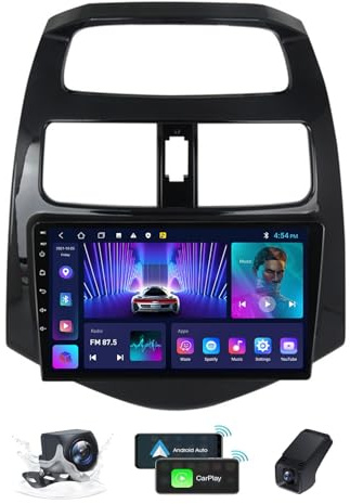 Autoradio per Chevrolet Spark M300 2009-2016 - Carplay senza fili Android Auto - Stereo Android 14 da 9.5 pollici 2K Schermo con 4G WiFi EQ DSP Comandi al volante FM RDS DAB+ Radio(M100CP)