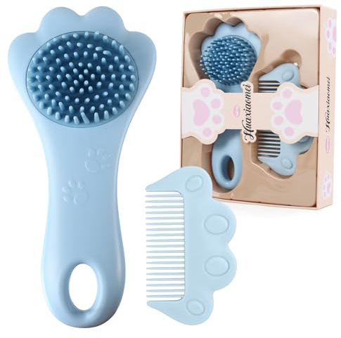 MEGAVOW Set med Babyhårborstar, Babyduschborste, Silikonmassageborste, Babykam, Babyhårborste och Kam Set, Babyborste för Vagga, Nyfödd Hårborste