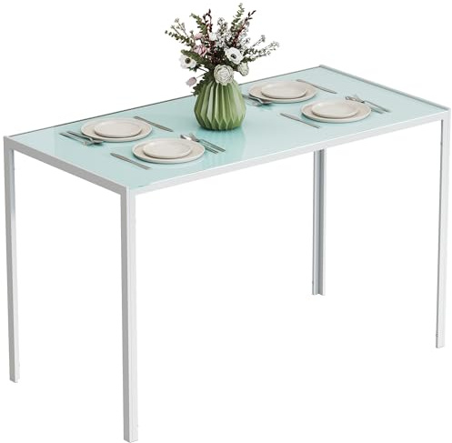 HOMCOM Table à Manger Rectangulaire pour 4 Personnes 120 x 60 x 75 cm Blanc