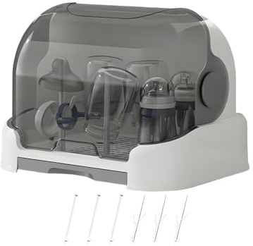 Genérico Caja Almacenamiento Biberones - Escurridor para Botellas De Encimera con Removable Drain Tray Y Tapa Antipolvo - Contenedor De Secado De Biberones para Kitchen Cabinet Tableware Storage