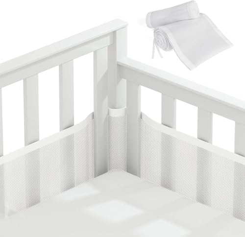 2 Stück atmungsaktiver Netzbezug für Kinderbett, Nestchen für Kinderbett, Schutz gegen Luftstrom, Abdeckung für Kinderbetten, Bezug aus 3D-Netzgewebe bedeckt 2 Seiten, nicht gepolstert, einlagig