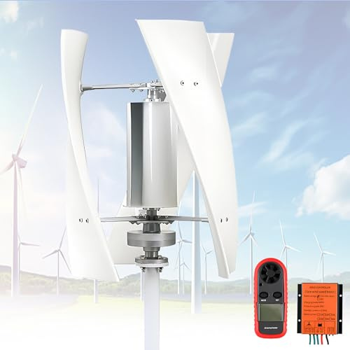 EpyGnom Generador de Turbina Eólica en Espiral 5000W, 12V 24V 48V 110V 220V Portátil Aerogenerador Eolico con Controlador MPPT, 3 aspas, para Terraza Caravana Chalet Barco White-48V