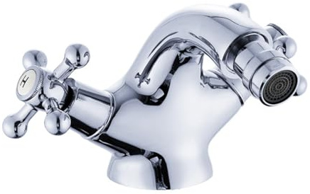 Rubinetto Bidet Rubinetto Bagno Rubinetto Lavabo, Stile Anticato Vintage Ottone Doppia Leva Miscelatore Bagno, Miscelatore Bidet, Cromo, Argento