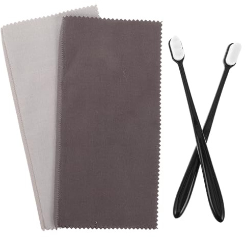 DEARMAMY Kit de Nettoyage pour Bijoux en Argenté avec 2 Chiffons Anti-Ternissement et 2 Brosses Douces Noires – Polissoir pour Bracelets Colliers et Argenterie – Entretien Précis et