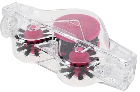 TOGEVAL Portable Bike Chain Cleaner Tool with Pink Holder and Brush Kit for Road and Mountain Bikes, Cycling Chain Cleaning Device for Maintenance and Dirt Removal