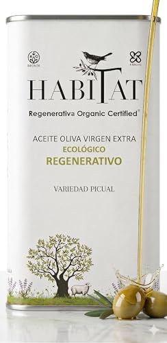 HABITAT AOVE - Aceite de Oliva Virgen Extra Regenerativo Picual en Lata 500 ml Opaca y Reciclable - Extracción en Frío, Producto de España - Ideal para Ensaladas, Tostadas y Cocina en Crudo