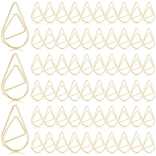 Cobee 200 Stück Gold Wasser Tropfenform Büroklammern,Metall Kleine Büroklammern Papierklammern Büroklammer für Foto Büro Buch Poster Papier