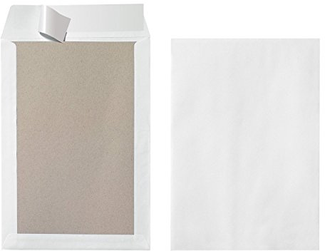 Herlitz 10901049 Versandtasche B4 mit Papprückwand,weiß, 25 Stück eingeschweißt mit Haftklebung
