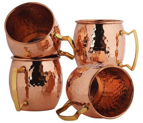 Zap Impex ® de cobre puro Moscow Mule Cup, sin revestimiento, gehämmerten cobre, ideal para todos los refrigerados bebida blendend a entretener y Bar o en su casa, gran Bar Geschenk-Set de 4