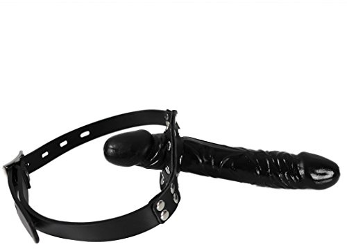 Knebel, Doppel-Dildo Mundknebel SM Bondageknebel mit Doppeldildos 5cm und 13,50cm, Silikon, schwarz - SEE-X Erotiktoy 7403