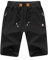 ZOXOZ Kurze Hosen Herren Shorts Sommer Jogginghose Kurz Baumwolle Gym Sweat Sport Fitness Shorts mit Reißverschluss Elastische Taille Schwarz S