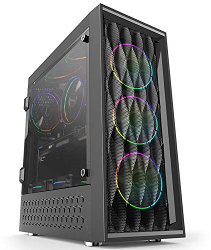 ZXCVBNAS Boîtier PC Gaming Cas de Jeu PC - Port USB3.0 - Gestion des câbles de Panneau latéraux acryliques - Soyez Calme Eau-Refroidissement à l'eau - Éclairage RGB intégré - Noir