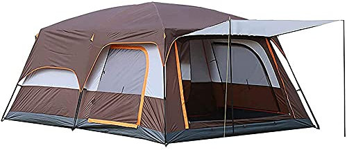 JQDZX Camping Zelte, Kuppelzelt Wasserdichter Sonnenschutz 8 und 12 Personen, 2 Schlafzimmer 4 Jahreszeiten Strandzelt, für Outdoor, Camping, Wandern, Trekking, Festival (Brown,5-8 People)