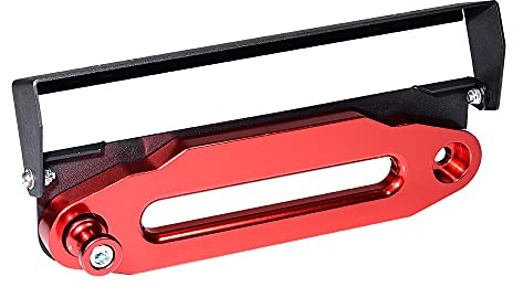 Anzios Combo Black Red Flip-Up License Plate Holder + 1X Winch Rope 15000lbs Hawse Fairlead + 1X Steel Hook Stand for Snow Plow Trailer 4X4 UTV ATV SUV 10 Mounted Screws 3/8 1/2 Synthetic Rope