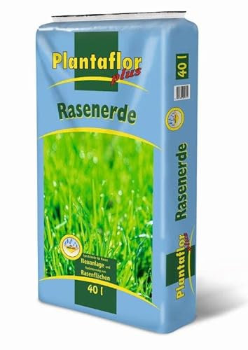HaGaFe Plantaflor Plus Rasenerde Spezial Erde für Rasen Neuanlagen und Ausbesserungen 40 Liter (1x 40 Liter)