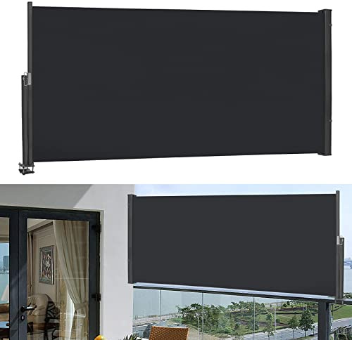 YRHome Seitenmarkise Sichtschutz 140 x 300 cm Ausziehbar Witterungsbeständig Markise Seitenwandmarkise Seitenrollo mit Wandhalterung Wandmontage Sonnenschutz für Balkon Terrasse Garten Anthrazit