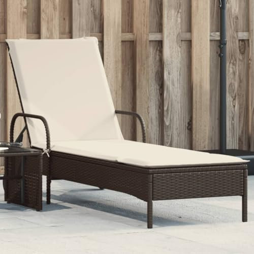 Xichuzi Sonnenliege mit Rollen und Auflage Braun Poly Rattan, Gartenliege, Liegestuhl, Sonnenstuhl, Sonneninsel Outdoor, Liegen, Gartenmöbel, Bäderliege, Relaxliege - 368309