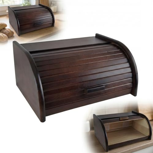 PEEWIT Portapane in legno grande noce 40 x 29 x 18 cm contenitore per pane pane