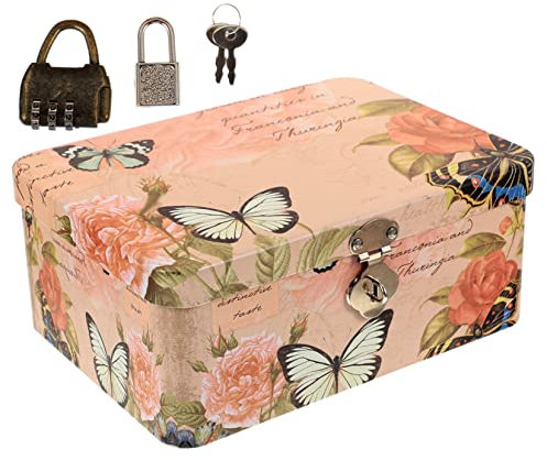 Ipetboom Coffret À Combinaison Petit Avec Cadenas - Boîtes De Rangement Avec Couvercles Pour Armoires Clés Coffre À Clés Bacs De Rangement Lourds Rétro - Créatif Boîte Métallique À Code Compacte