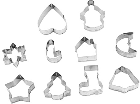 Ciieeo 10 piezas Cortadores Galletas Acero Inoxidable Navideñas DIY para Hornear Molde Galletas Invierno Fiesta Regalo