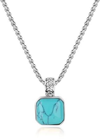 COAI Stainless Steel Necklace for Men, Turquoise Jewelry for Men