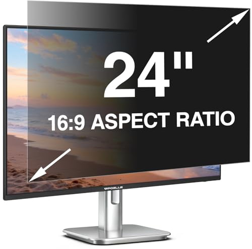 Pozlle 24 Inch Computer Privacy Screen Filter for 24 16:9 Aspect Ratio (532 x 299 mm) Monitor, Anti Spy Anti-Glare Blue Light Blocking Screen PC Protector Film, Removable Screen Privacy Shield