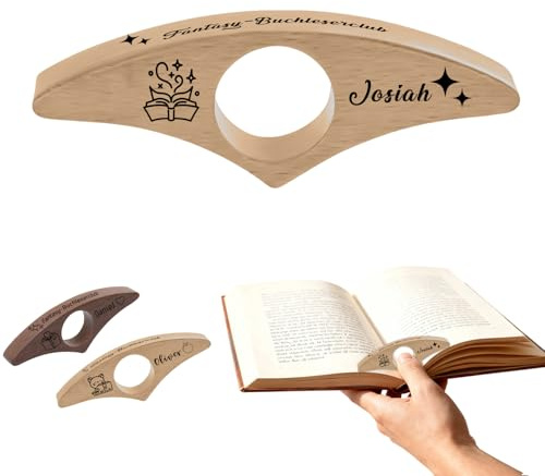 Personalisiertes Buchseitenhalter, Daumenring Lesezeichen aus Holz, Buchöffner Lesezubehör, Lesenhilfe Geschenke für Buchliebhaber, Leseratten, Lehrer (Namenssymbol)