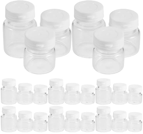 DINHEAROM Lot de 30 petits pots en verre avec couvercles - Pots transparents avec couvercles - Récipients cosmétiques ronds vides pour échantillons, onguents, poudres, crèmes, lotions, épices (3