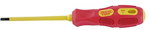Draper Expert 69213 4 mm x 100 mm Fully Insulated Slotted Screwdriver , Blue