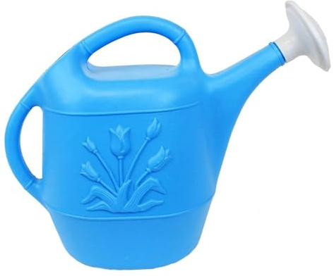 Union Products 63066 2 Gallon Plastic Indoor/Outdoor Watering Can w/ Tulip Design for Garden, Potted Plants, & Patio Pots, Caribbean Blue