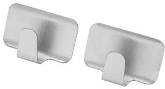 Fackelmann Ganchos Pegatinas Satinado Acero Inoxidable, 2 Piezas, Plata