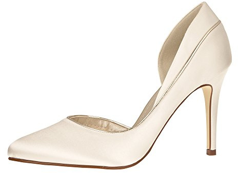 Rainbow Club Brautschuhe Joanne - Pumps Ivory Satin - High Heels Damen - Gr 37 EU 4 UK