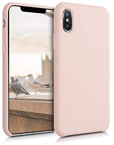 kwmobile Handyhülle für Apple iPhone XS Hülle - Case Silikon - Kabelloses Laden - Schutzhülle Cover in Altrosa