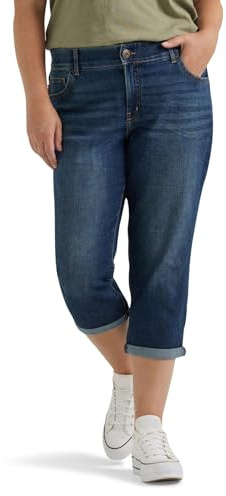 Lee Women's Plus-Size Plus Size Flex Motion Regular Fit 5 Pocket Capri Jean Pants, Bewitched, 22W Medium