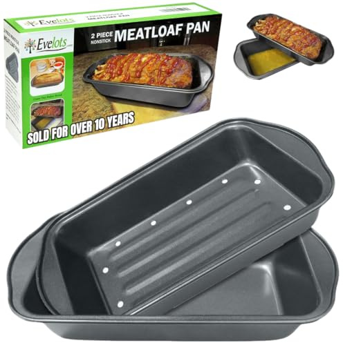 Evelots 2 Sets Meatloaf Pan-2 Piece Set-Drains Fat-Non Stick-Bread-More Flavor