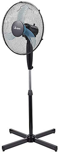 ARDES Penny 40P AR5AM40P - Ventilatore a Piantana, Potente, Silenzioso, Oscillante con Altezza e Inclinazione Regolabile Ventilatore a Stelo Ardes 3 Velocità, 3 Pale, Nero/Turchese, 40 cm