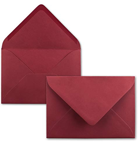 50 Mini Brief-Umschläge - Dunkel-Rot - 5,2 x 7,6 cm - Miniatur Kuverts mit Nassklebung für Blumen-Grüße, Grußkarten, Anhänger & Geld-Geschenke - FarbenFroh by GUSTAV NEUSER