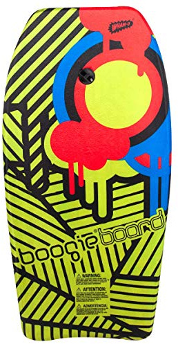 Wham-O Boogie Board 37 Inch Bodyboard | Fiberclad Cover with Phuzion Core | Premium Wrist Leash Included | Slick Body & Crescent Tail | Surfboard for Ocean, Sea, River, Pool (37, Yellow)