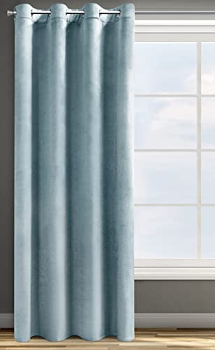 Eurofirany Design91 ROSA Soft Plain Opaque Velvet Curtain with Eyelets - 1 Unit, Fluffy Panel Drape Classic Glamour Elegant Living Room Bedroom, W55 x L98, Sea