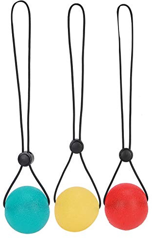 Brrnoo Silikon Handgriff Squeeze,mit Schnur Antistressbälle, Handtrainer Fingertrainer 3 Stück Hand-Therapie-Bälle Klettern Ball Hand Trainingsgerä zur Druckentlastung(Gelb15Rot25Grün35/Grad)