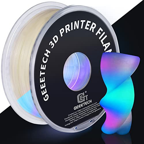 GEEETECH PLA Filament, 3D-Drucker Glow in the Dark PLA Filament 1 kg Spule, Genauigkeit +/- 0,02 mm, Leuchtender Farbverlauf
