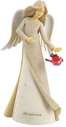 Enesco Foundations Expressions Always Near Cardinal Rememberance Angel Figurine, 7.5 Inch, Multicolor