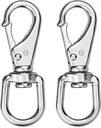 BuxiuGK 2 Stück Karabinerhaken mit 360°Grad drehbarem Ösenring,Karabiner Haken Wirbelkarabiner aus Edelstahl Schnapphaken Drehbar Snap Hooks für Hundehalsband Schnellverschluss