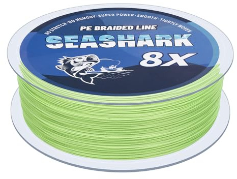 Seashark Braided Fishing Line Color Never Fade 8 Strands Super Strong PE Fishing Line Abrasion Resistant Fishing Wire No Stretch Excellent Tensile Strength Smooth Multiple Colors 6lb to